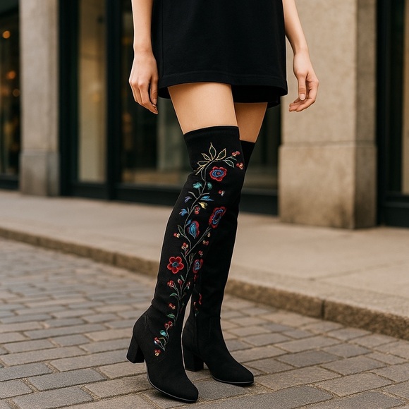 Impo Julene Embroidered Over-The-Knee Boots Womens Size 6 Stretch Embroidered - Picture 1 of 7